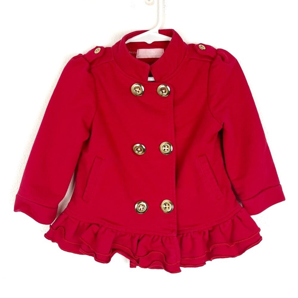 Baby Headquarters Double Breasted Coat Gold Button Holidays Girl Toddler Red 18M